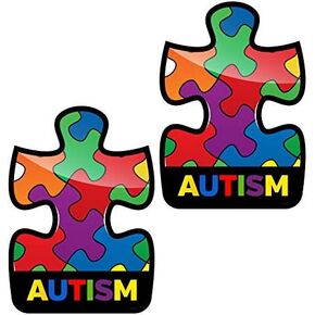 Autism Awareness Puzzle Shape (2 Pack) - Laminated Vinyl Sticker Decal 2607