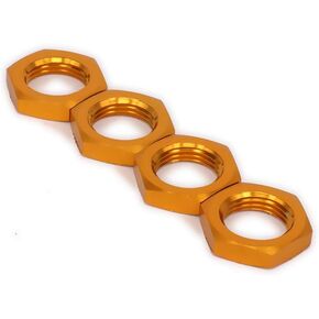4PCS M17 17mm Aluminum Wheel Hex Hub Nut Thread 1.0mm for 1/8 RC Model Car HSP Redcat Himoto Upgraded Parts(Gold)