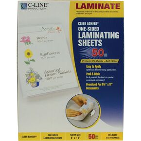 C-Line Heavyweight Cleer Adheer Laminating Film Sheets, Non-Glare, 9 x 12 Inches, 50 per Box (65004)