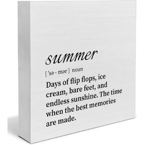Summer Definition Wooden Sign Home Decor Rustic Summer Wood Sign Block Plaque for Wall Tabletop Desk Decoration
