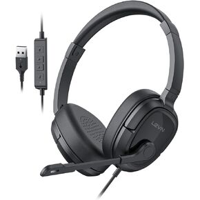 LEVN Headset with Mic,Computer Headset with Microphone,Usb Headset with Microphone,Wired Headset for Work from Home/Open Office/Call Center with Noise Cancelling,Super Lightweight Design for Long Wear in Kuwait