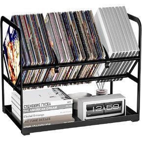 Vinyl Record Storage, 80-100 Lps Album Record Holder, Protects Vinyl Display, Organize Albums, Book, Magazine,Gifts for Vinyl Records Lovers, Black in Saudi Arabia