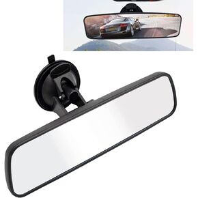 Ajxn Pack-1 Rear View Mirror, Universal Car Interior Rearview Mirror, Anti Glare Rear View Mirror with Suction Cup, Auto Inside Rearview Mirror Provides Wide Angle and Clear View (White)