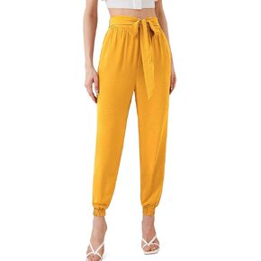 Womens High Waisted Casual Joggers Pants Bow-Knot Business Casual Work Pencil Pants Dressy Tapered Pockets
