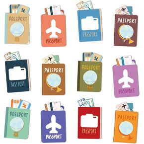 60 Pieces Travel the Map Luggage Mini Accents Travel Passports Cutouts World Travel Bulletin Board Decorations for School Office Home Nursery Teacher Travel Theme Party Classroom Decor (Passport)