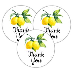 40 Lemon thank you stickers. Great for your Baby shower, Wedding, Bridal Shower, Birthday party or your lemonade stand cups.
