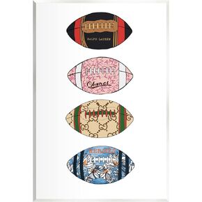 Stupell Industries Trendy Glam Footballs Patterned Chic Fashion Designs Wood Wall Art, Design By Amelia Noyes