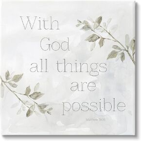 Stupell Industries With God All Things Possible Floral Sprig Religious Phrase Canvas Wall Art, Design By Carol Robinson