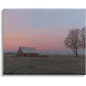 Stupell Industries Lone Grassland Cabin Rural Trees Sunset Sky Floating Framed Wall Art, Design By Nancy Crowell