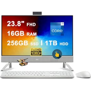 Dell Inspiron 24 5420 All-in-One Desktop 23.8" FHD AIT Touchscreen Intel 10-core i7-1355U Processor 16GB DDR4 256GB SSD + 1TB HDD USB-C HDMI Pop-up FHD RGB Camera Waves MaxxAudio Pro Win11