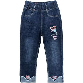Peacolate 2-6T Infant Little Kids Girls Embroidery Jeans Denim Pants Trousers(Heart,4-5Y)