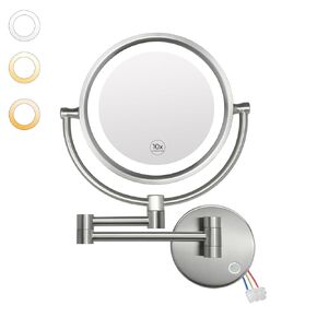 GURUN Wall Mounted Hardwired Makeup Mirror with 3 Dimmable LED Lights 10x Magnifying Mirror for Bathroom Bedroom Touch Control 13" Extendable Arm Direct Wire Oil-Rubbed Bronze M1809DO(10x,ORB)