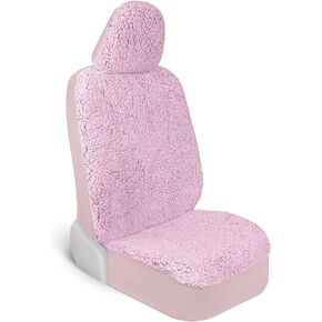 Plush Sherpa Fleece Car Seat Cover, 1 Piece Gray Seat Cover for Cars with Soft Cushioned Touch, Cute Automotive Interior Protector for Trucks Van SUV, Car Accessories for Women
