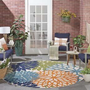 Nourison Aloha Indoor/Outdoor Multicolor 7'10" x 10'6" Area Rug, Tropical, Botanical, Easy Cleaning, Non Shedding, Bed Room, Living Room, Dining Room, Deck, Backyard, Patio (8x10)