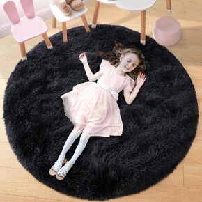 Noahas Beige Round Rug 4Ft,Fluffy Rugs for Bedroom,Fuzzy Cute Circle Rug for Kids Room,Soft Thick Shaggy Non Slip Classroom Carpet,Dorm Rug,Nursery Rug,Aesthetic Room Decor for Teen Girls