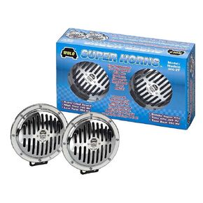 Wolo (306-2T) Super Horns Chrome Plated Horns - 12 Volt, Low and High Tone