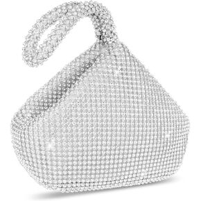Women's Clutch Evening Bag- Mini Size Full Rhinestones Bling Wrist Clutch Purse for Party Wedding Date Night