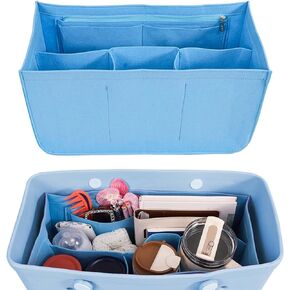 Beach Bag Organizer - Blue Felt, XL Size, 7 Pockets, Premium Material, Large Capacity, Secure Storage for Bogg Bag, Simply Southern Tote
