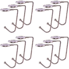 Senfei Clamp On Under Desk Hooks Save Space Metal Hook for Table to Hang Handbags Purse Backpack Headsets Bags 12 Pieces