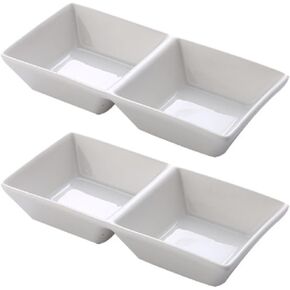 2 Pcs Ceramic Paint Palette 2 Well Watercolor Painting Mixing Palette Dish for Watercolor Gouache Acrylic Oil Painting, White
