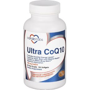 Ultra CoQ10 Coenzyme Supplement for Cardio Health, 150 mg of CoQ10 - Ubiquinone - Per 2 Softgels w/Safflower Oil & Tocopherols, 6X Better Absorption for Brain & Muscle Health, 120 Softgels