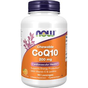 NOW Supplements, CoQ10 200 mg, Pharmaceutical Grade, All-Trans Form produced by Fermentation, 90 Lozenges
