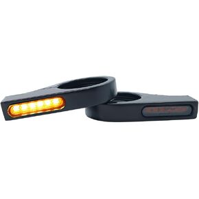Motorcycle 39mm 41mm Fork Clamp Turn Signals LED Indicators Amber Lights for Harley Honda Chopper Bobber Cafe Racer, Black