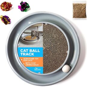 Cat Ball Track - Cat Scratching Ball Spinner, Indoor Toys for Kittens or Adult Cats, Cat Toy with Ball Inside Scratch Pad, Large Interactive Kitten Scratcher Board with Cat Crinkle Balls