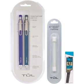TUL 0.7mm Blue Mechanical Pencils, Eraser Refills & Lead Refills Bundle