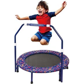 36-Inch Kids Trampoline with Foldable Bungee Rebounder Adjustable Handrail and Safety Padded Cover Mini Trampoline for Indoor and Outdoor use (Blue)