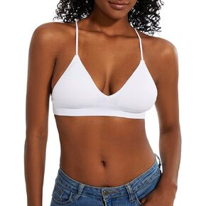 Seamless Bralette with Removeable Padding Spaghetti Strap Bralettes for Women Wirefree Seamless Bra Pull On Closure