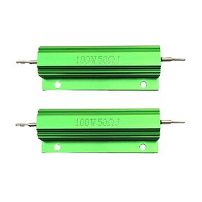 Aluminum Case Resistor 100W 50 Ohm Wirewound Yellow for LED Replacement Converter 100W 50RJ 2Pcs