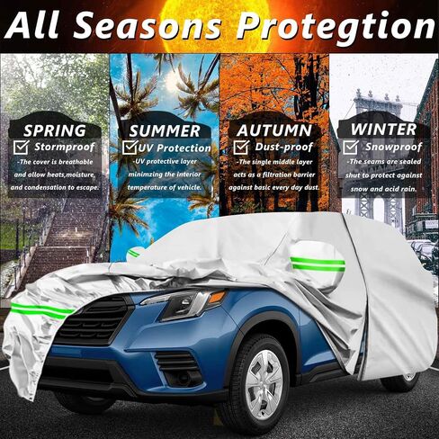 for Subaru Forester 2009-2023 Car Cover,Sun Rain UV Dust Snow Protection Outdoor Cover,Waterproof 190T All Weather Car Covers with Zipper Door in Saudi Arabia