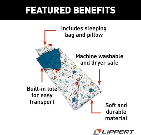 Thomas Payne Children’s Sleeping Bag for Camping and Sleepovers with Durable Material, Zippered Closure, Built-in Carrying Tote, Machine Washable, Dryer Safe in Saudi Arabia