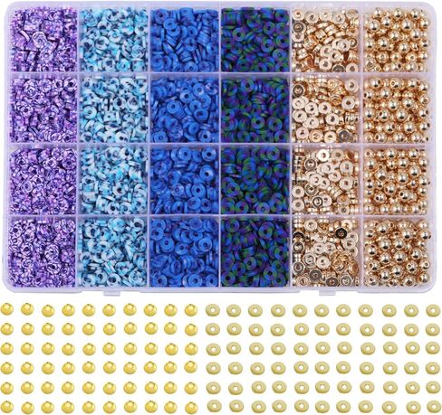 PIPIDREAM 3000PCS Black White Clay Bead Bracelet Kit，Friendship Bracelet Making Kit with Gold Beads Clay Bead Bracelet Jewelry Making Kit in Saudi Arabia