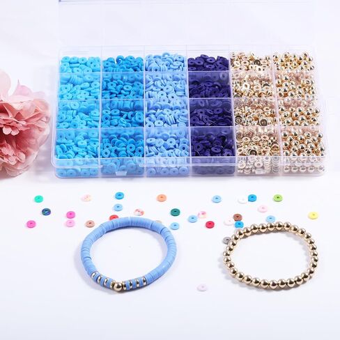 PIPIDREAM 3000PCS Black White Clay Bead Bracelet Kit，Friendship Bracelet Making Kit with Gold Beads Clay Bead Bracelet Jewelry Making Kit in Saudi Arabia