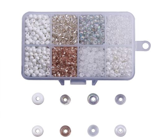 LiQunSweet 5530 Pcs 10 Colors 8/0 Pastel Candy Color Solid Glass Seed Beads Round Hole Frosted Round Mini Bead with Container Box for Jewelry Making - 3~4x2~3mm in Saudi Arabia