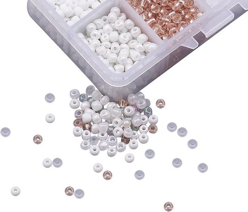 LiQunSweet 5530 Pcs 10 Colors 8/0 Pastel Candy Color Solid Glass Seed Beads Round Hole Frosted Round Mini Bead with Container Box for Jewelry Making - 3~4x2~3mm in Saudi Arabia