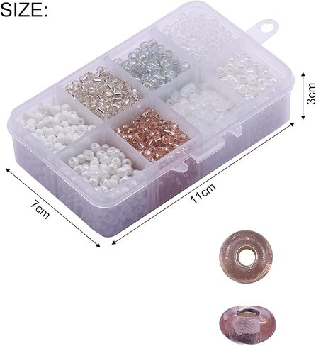 LiQunSweet 5530 Pcs 10 Colors 8/0 Pastel Candy Color Solid Glass Seed Beads Round Hole Frosted Round Mini Bead with Container Box for Jewelry Making - 3~4x2~3mm in Saudi Arabia