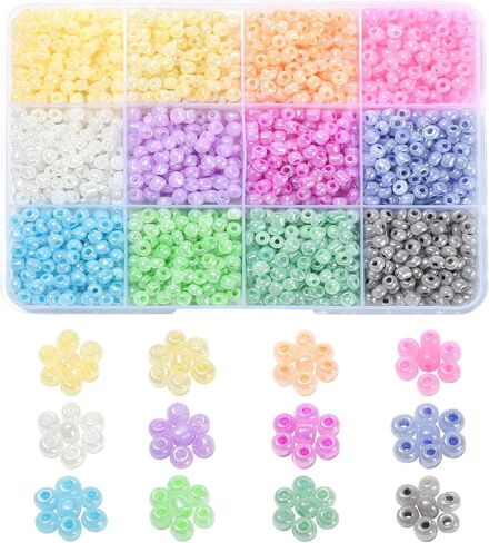 LiQunSweet 5530 Pcs 10 Colors 8/0 Pastel Candy Color Solid Glass Seed Beads Round Hole Frosted Round Mini Bead with Container Box for Jewelry Making - 3~4x2~3mm in Saudi Arabia