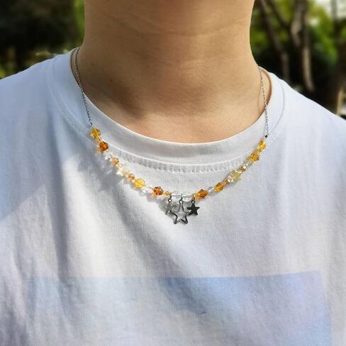 Red Bead Necklace Garnet Beaded Choker Healing Crystal Necklace Stainless Steel Stone Gemstone Star Pendant Necklace Jewelry Gifts For Women Friend Mom Wife Sister Garnet in Saudi Arabia