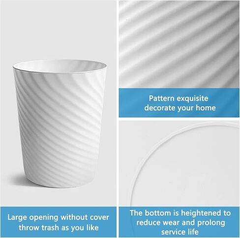 Bathroom Trash Can, 3 Pack 1.8 Gallons Small Trash Can with Trash Bags, Bathroom Garbage Can, Plastic Trash Bin, Round Waste Basket for Bathroom, Bedroom, Office, Kitchen, Room, Compact Space (White) in Saudi Arabia