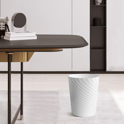 Bathroom Trash Can, 3 Pack 1.8 Gallons Small Trash Can with Trash Bags, Bathroom Garbage Can, Plastic Trash Bin, Round Waste Basket for Bathroom, Bedroom, Office, Kitchen, Room, Compact Space (White) in Saudi Arabia
