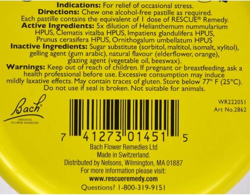 Bach Flower Remedies Rescue Pastilles، أصلي، 1.7 أونصة (50 جم) in Kuwait