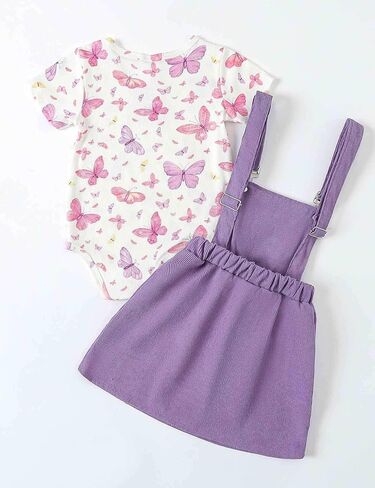 Newborn Baby Girls Clothes Short Sleeves Top Suspender Heart Skirts Outfits Sets for Baby Girls 0M-24M in Saudi Arabia