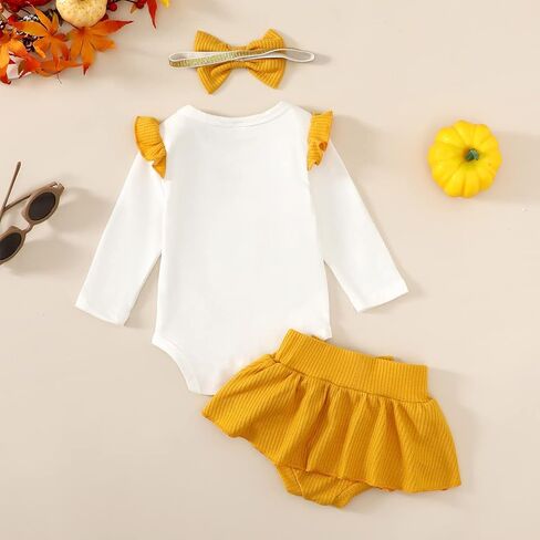 عيد ميلاد القرش طفلة أول عيد الشكر الزي الرضع فتاة الشكر ملابس فتاة صغيرة تنورة اليقطين مجموعة in Kuwait