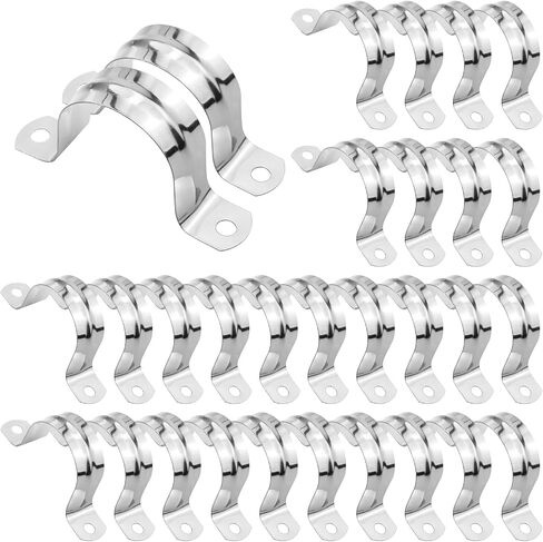 30PCS M25 Rigid Pipe Strap 1Inch Two Hole Strap U Bracket Stainless Steel Tube Strap Tension Clip Clamps Heavy Duty Pipe Clamp U Clamp U-tube Clamp in Saudi Arabia