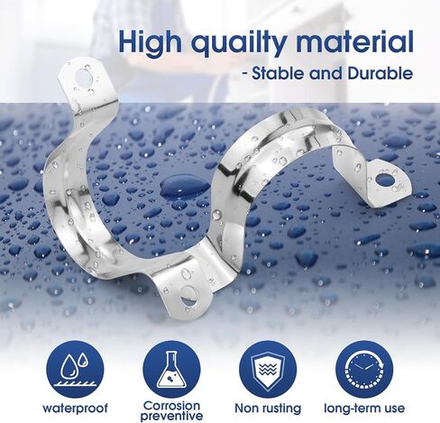 30PCS M25 Rigid Pipe Strap 1Inch Two Hole Strap U Bracket Stainless Steel Tube Strap Tension Clip Clamps Heavy Duty Pipe Clamp U Clamp U-tube Clamp in Saudi Arabia