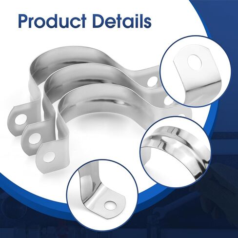 30PCS M25 Rigid Pipe Strap 1Inch Two Hole Strap U Bracket Stainless Steel Tube Strap Tension Clip Clamps Heavy Duty Pipe Clamp U Clamp U-tube Clamp in Saudi Arabia