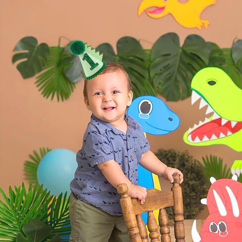 قبعة عيد ميلاد ديناصور خضراء قبعة عيد الميلاد الأول زينة للأطفال البنات والأولاد مصنوعة يدويًا من الزي الطبيعي قبعة حفلات عيد الميلاد الأولى in Kuwait